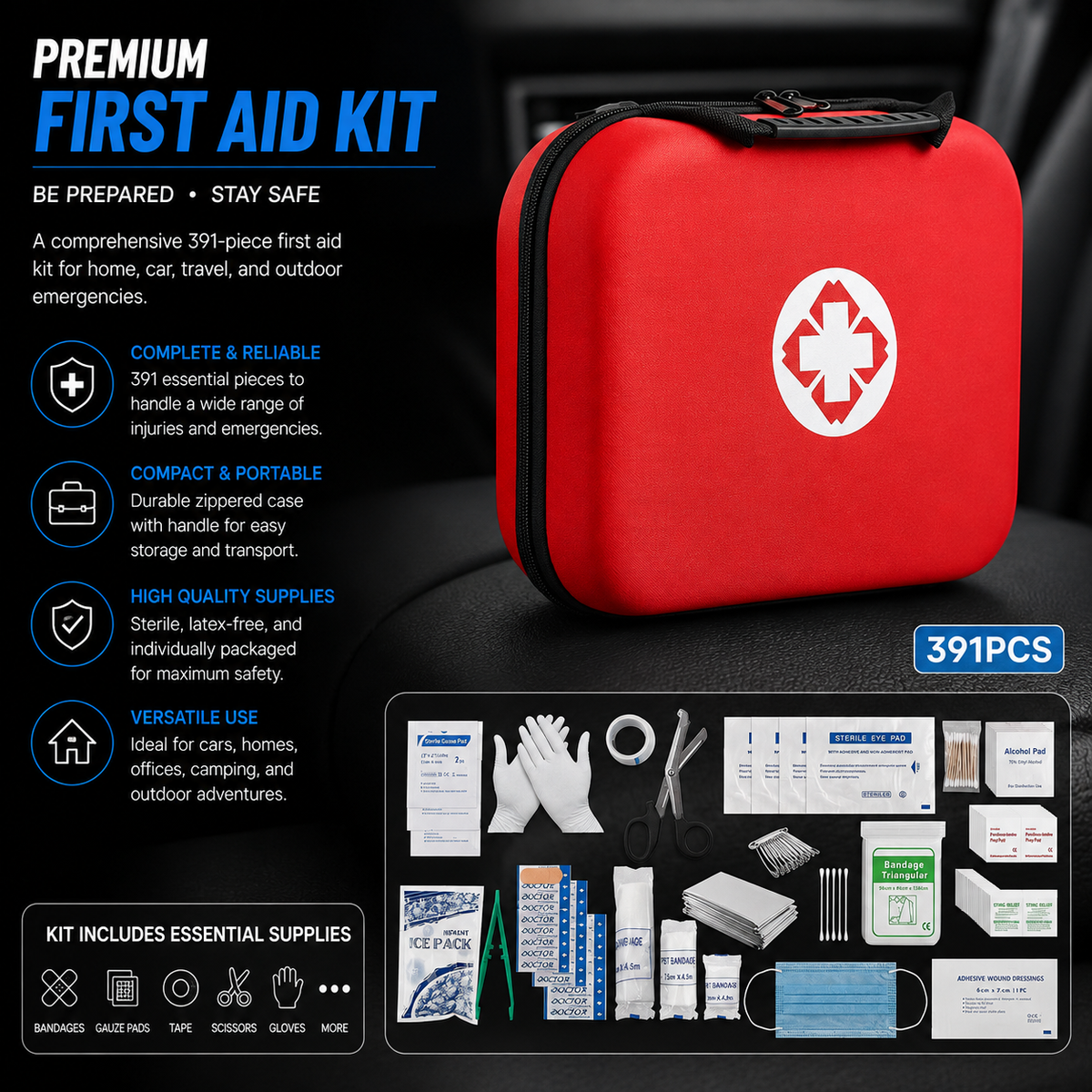 391 Piece Complete First Aid Kit
