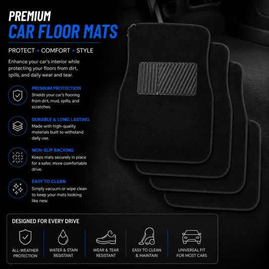 Full Set Of Anti Slip Velvet Car Floor Mats