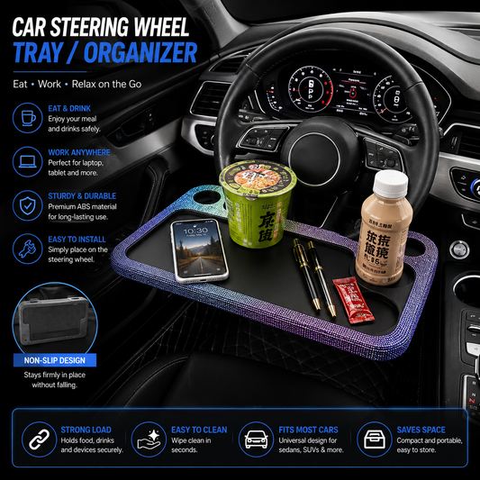 Luxury Diamond-Accented Steering Wheel and Interior Table